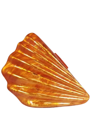 Adylyn Acrylic Seashell Clutch - Marble Orange