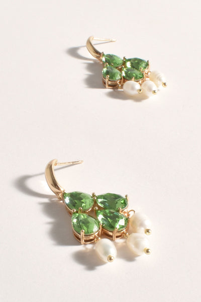 Aegean Glass Pearl Event Earrings - Green