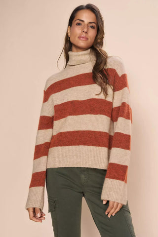Aidy Thora Stripe Roll Neck Knit - Burnt Ochre SIZE L/16 ONLY
