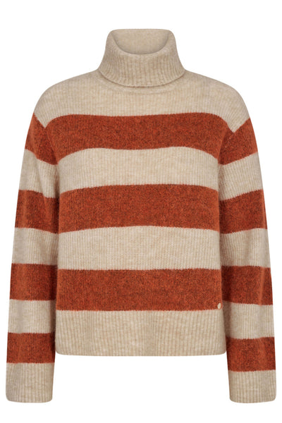 Aidy Thora Stripe Roll Neck Knit - Burnt Ochre SIZE L/14/16 ONLY