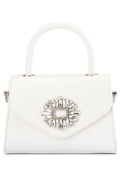 Alejandra Embellished Top Handle Bag - White