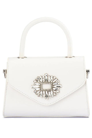 Alejandra Embellished Top Handle Bag - White