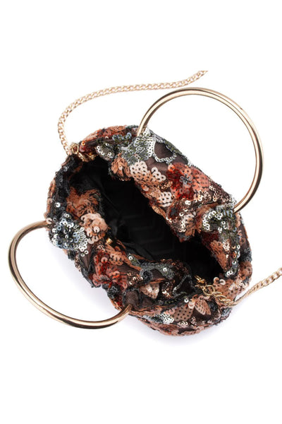 Alfie Floral Sequin Bag - Bronze