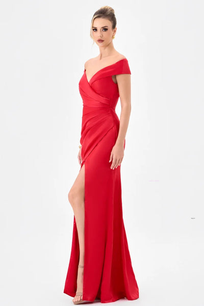 Aliana Off Shoulder Gown - Red