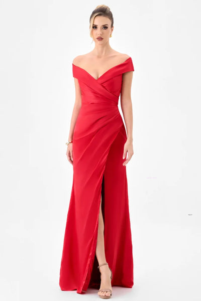 Aliana Off Shoulder Gown - Red