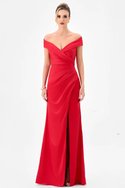 Aliana Off Shoulder Gown - Red