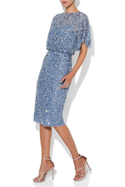 Alinda Hand Beaded Dress - Sky Blue