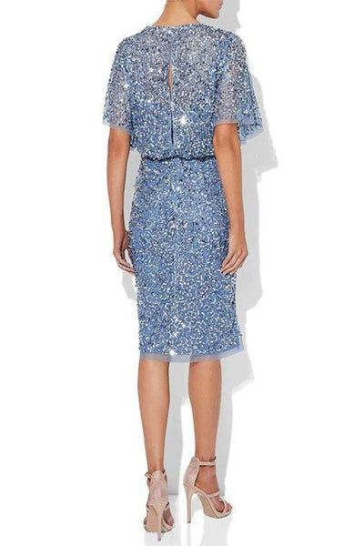 Alinda Hand Beaded Dress - Sky Blue