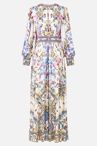 All About That Lace Shaped Waistband Dress with Gathered Sleeves