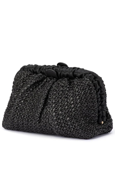 Amalia Petite Gathered Clutch - Black