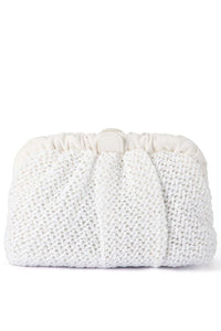 Amalia Petite Gathered Clutch - White