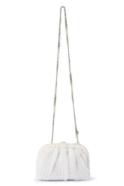 Amalia Petite Gathered Clutch - White