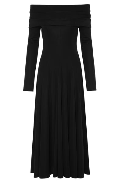 Amelia Godet Hem Dress - Black