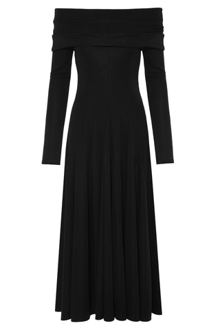 Amelia Godet Hem Dress - Black