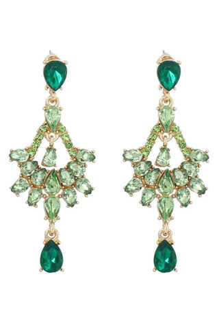 Ana Crystal Chandelier Drop Earrings - Green