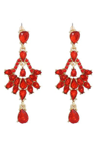 Ana Crystal Chandelier Drop Earrings - Red