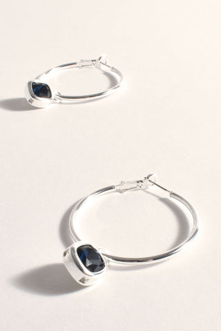 Andie Jewel Drop Hoops - Teal Silver