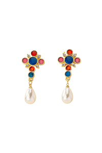 Anne Baroque Crystal Drop Earrings - Pearl