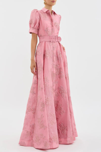 Henrietta Button Gown - Pink