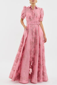 Henrietta Button Gown - Pink