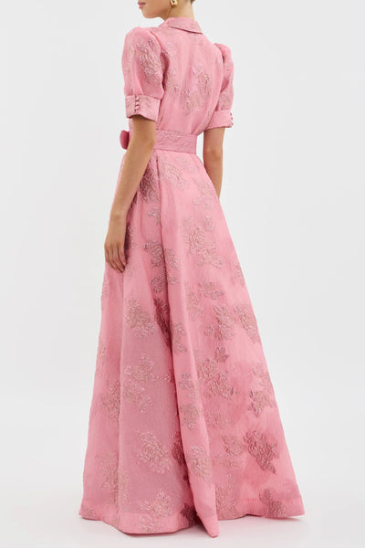 Henrietta Button Gown - Pink