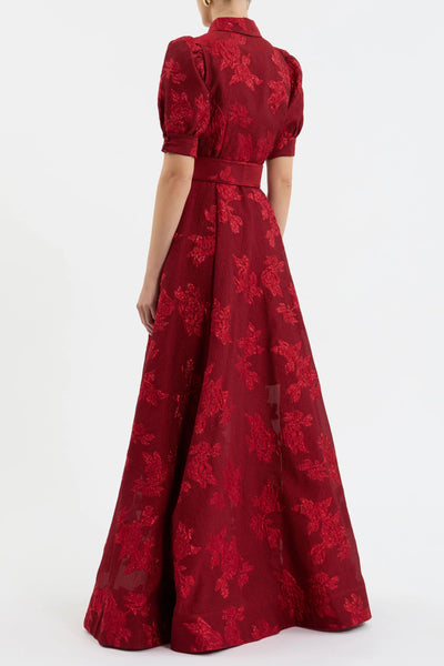 Henrietta Button Gown - Red