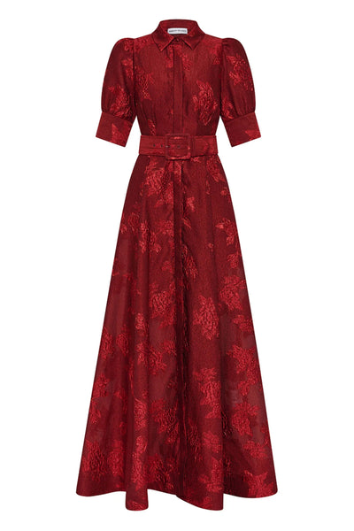 Henrietta Button Gown - Red