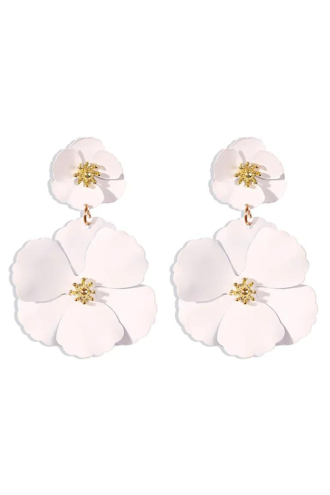Aria Flower Earrings - White