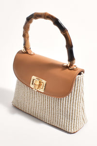 Arianna Cane Handle Event Bag - Camel Natural