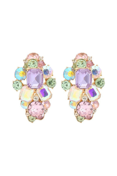 Ariel Crystal Cluster Stud Earrings - Iridescent Pastel