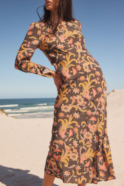 Arizona Kalea Midi Dress - Charcoal Paisley