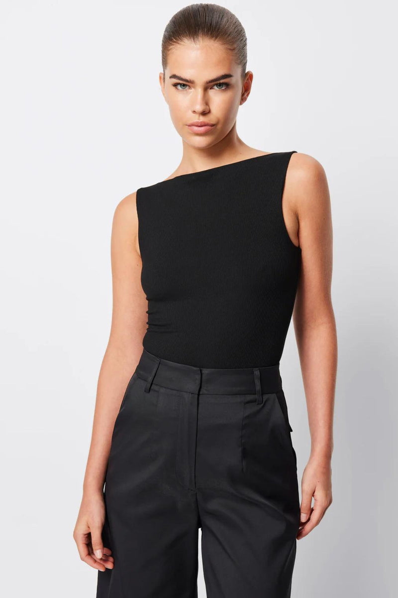 MOSSMAN STOCKIST Arles Boat Neck Sleeveless Top - Black SALE – Smoke ...