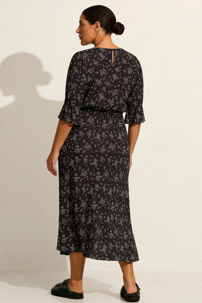 Aruna Maeve Midi Dress - Black Floral