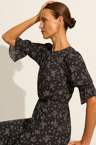 Aruna Maeve Midi Dress - Black Floral