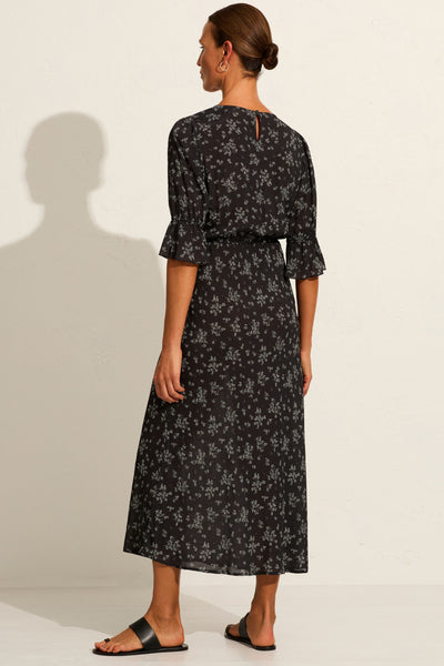 Aruna Maeve Midi Dress - Black Floral