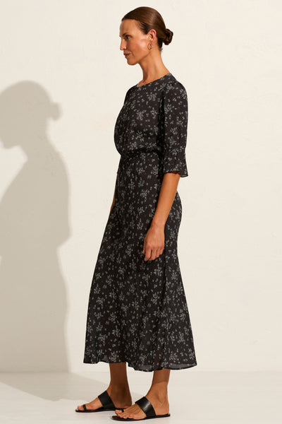 Aruna Maeve Midi Dress - Black Floral