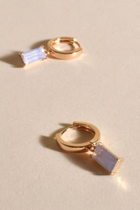 Ashton Rectangle Drop Mini Hoops - Pink Gold
