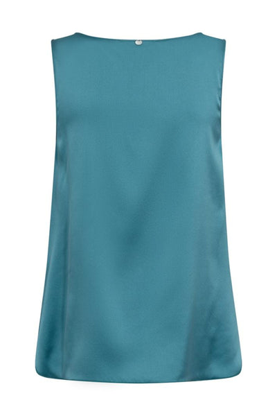 Astrid V-Neck Silk Tank Top - Storm Blue