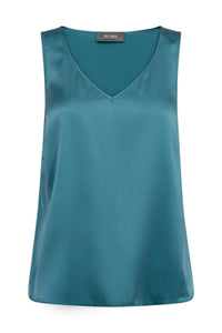 Astrid V-Neck Silk Tank Top - Storm Blue