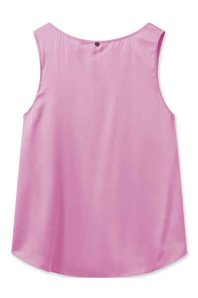 Astrid V-Neck Silk Tank Top - Begonia Pink