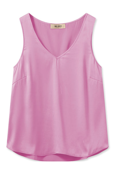 Astrid V-Neck Silk Tank Top - Begonia Pink