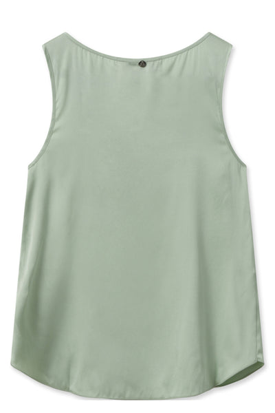 Astrid V-Neck Silk Tank Top - Smoke Green