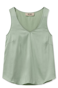 Astrid V-Neck Silk Tank Top - Smoke Green