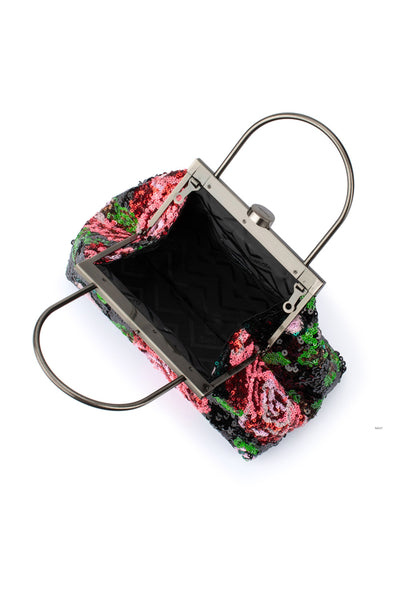 Audrey Sequin Top Handle Bag - Black
