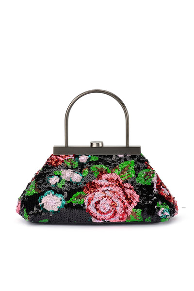 Audrey Sequin Top Handle Bag - Black