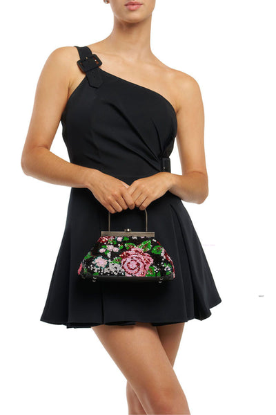 Audrey Sequin Top Handle Bag - Black