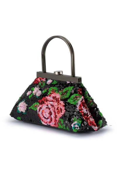Audrey Sequin Top Handle Bag - Black