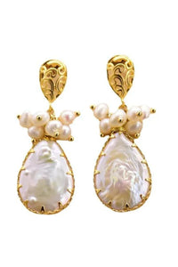 Ava Filigree Pearl Earrings - Gold