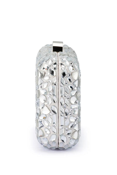 Aviva Crystal Clutch - Silver