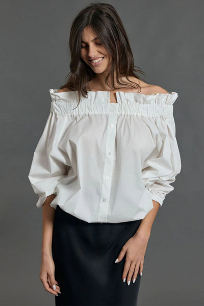 Ayako Ruffle Blouse - White